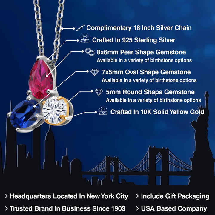 Pendant in 925 Sterling Silver and 10K Yellow Gold