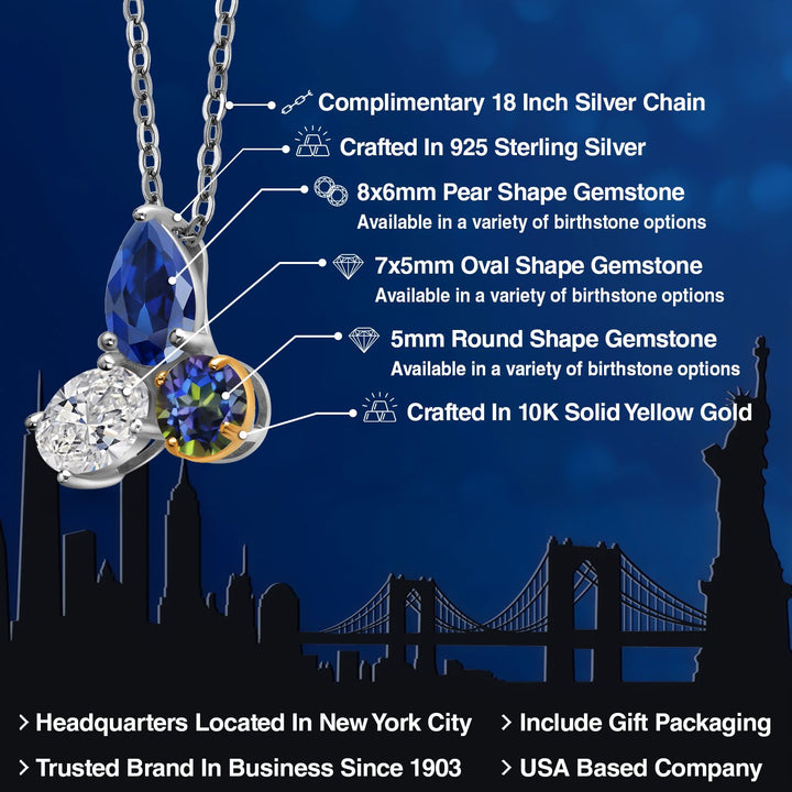 Pendant in 925 Sterling Silver and 10K Yellow Gold