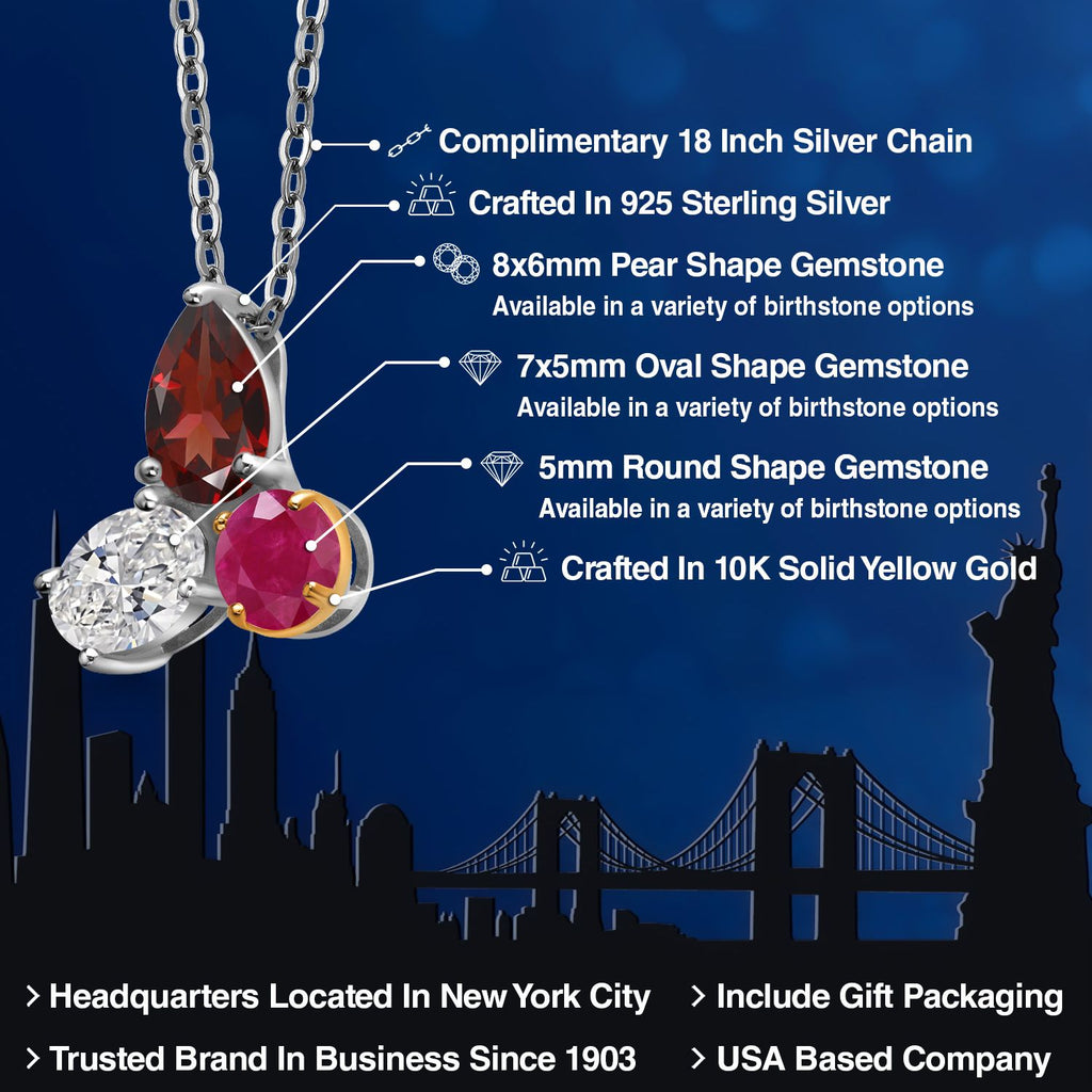 Pendant in 925 Sterling Silver and 10K Yellow Gold