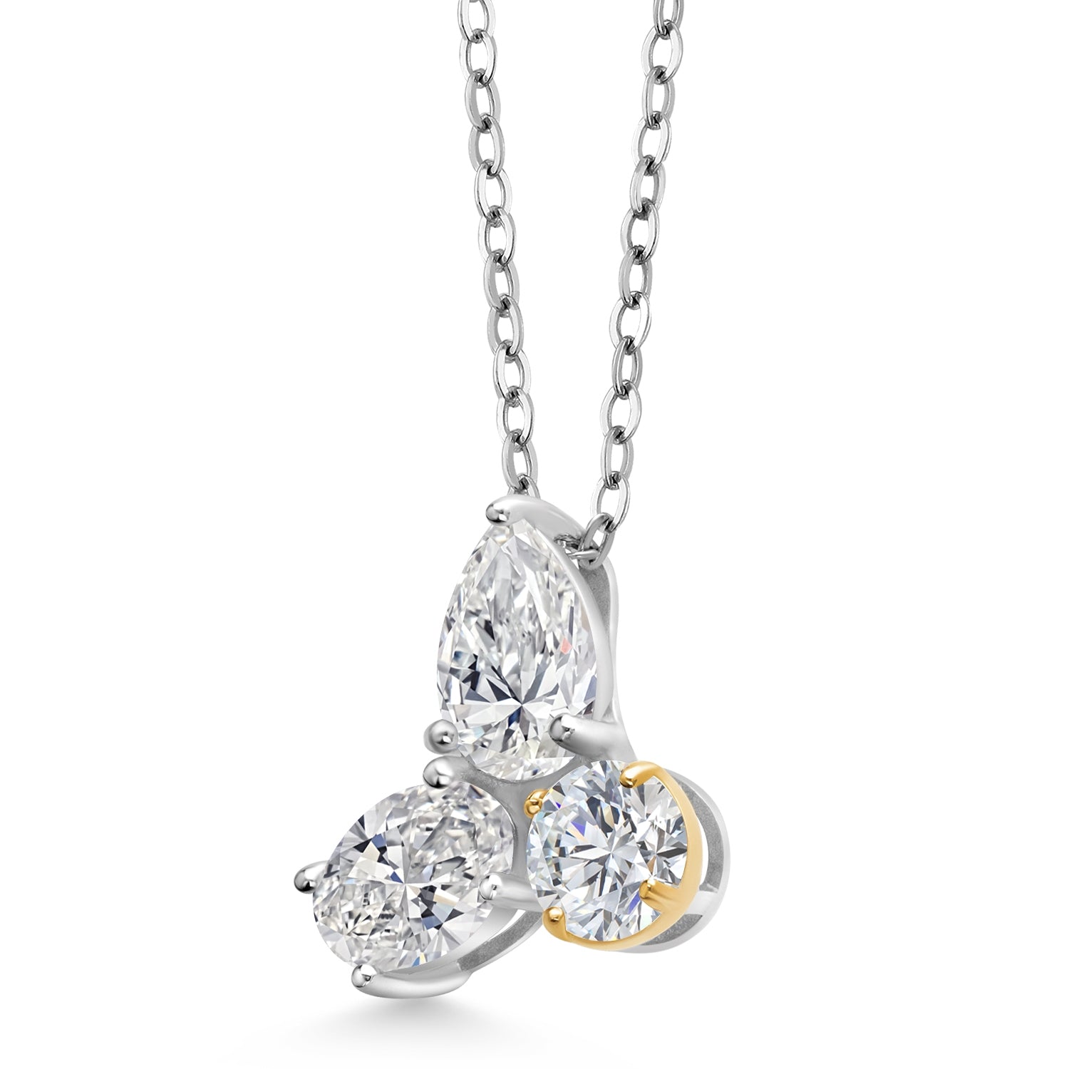 Cttw IGI Certified Lab Grown Diamond 3-Stone Pendant Necklace for