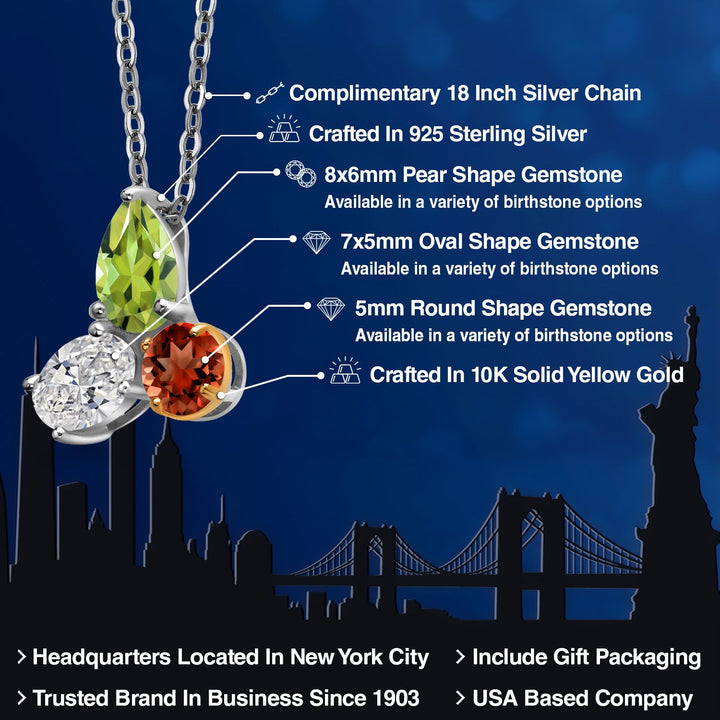 Pendant in 925 Sterling Silver and 10K Yellow Gold