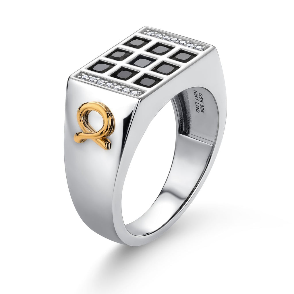 Ring in 925 Sterling Silver and 10K Yellow Gold