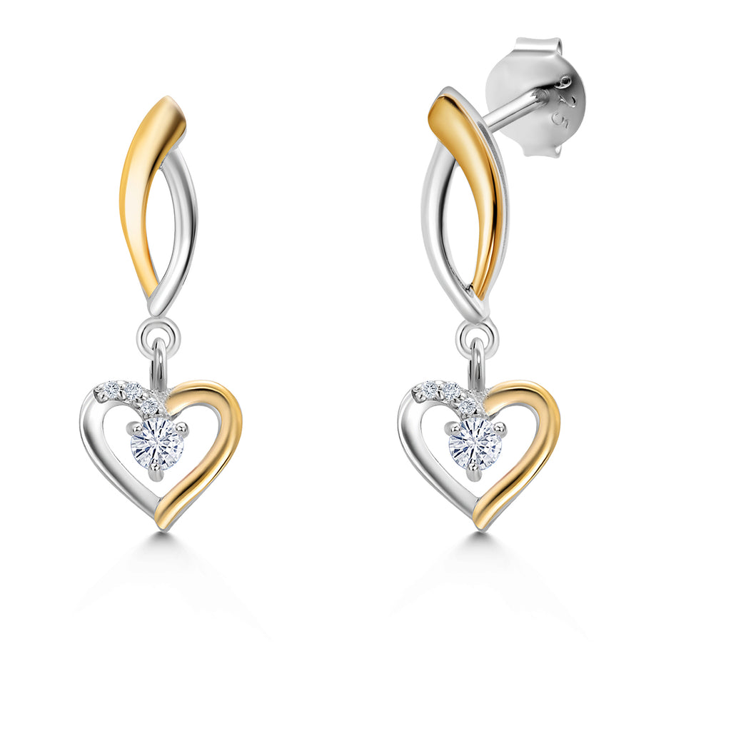 Heart 1_Earrings in 925 Sterling Silver and 10K Yellow Gold