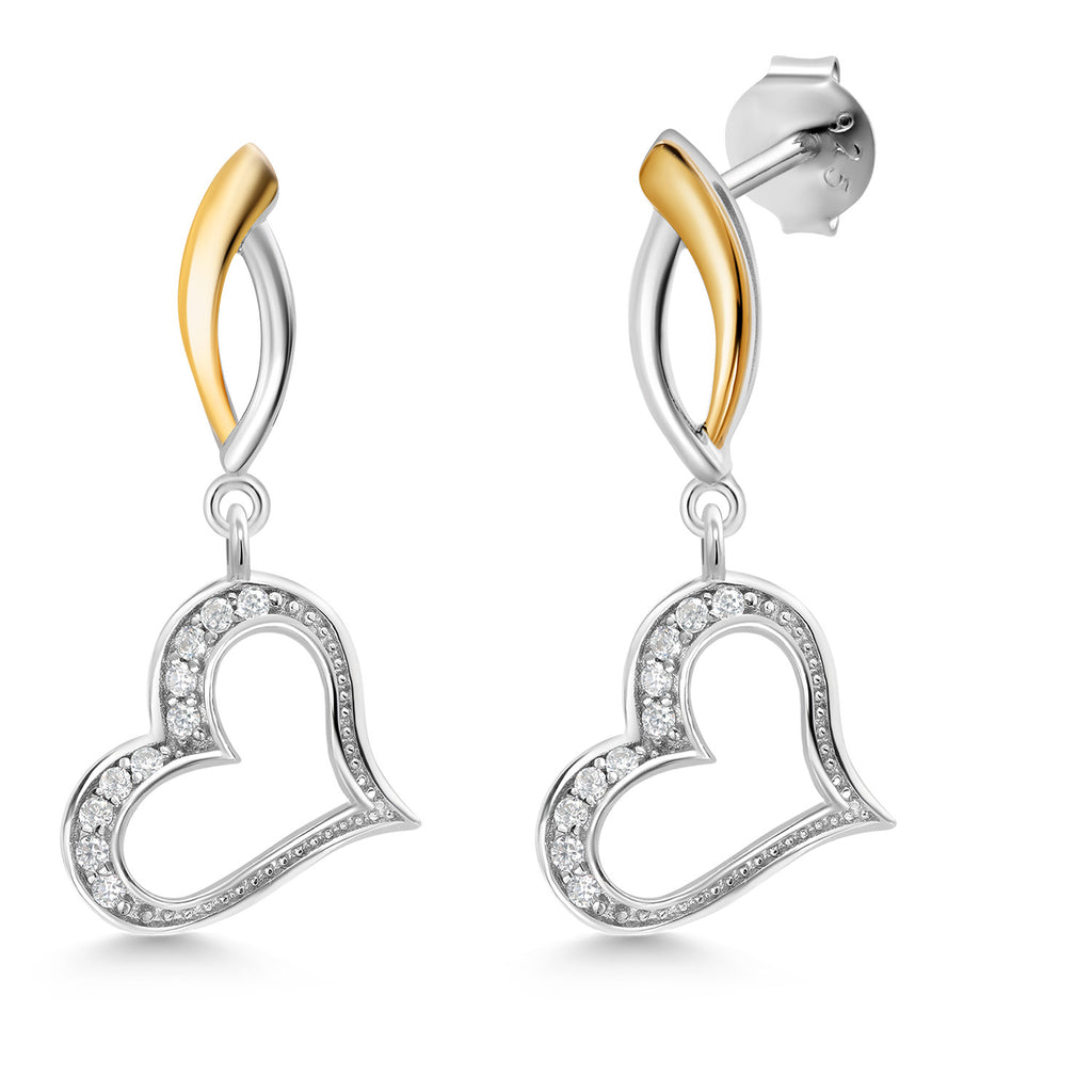 Heart 3_Earrings in 925 Sterling Silver and 10K Yellow Gold