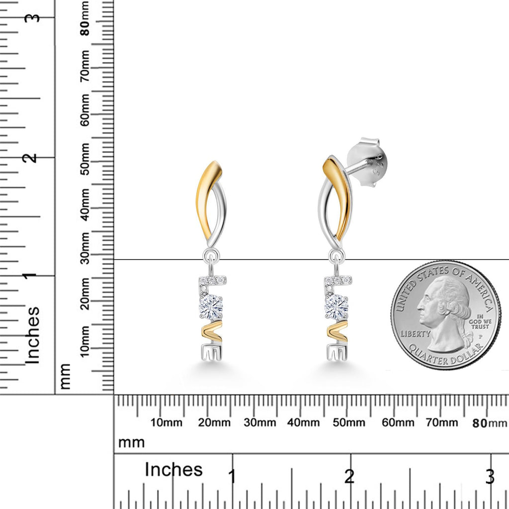Moissanite - April_Earrings in 925 Sterling Silver and 10K Yellow Gold