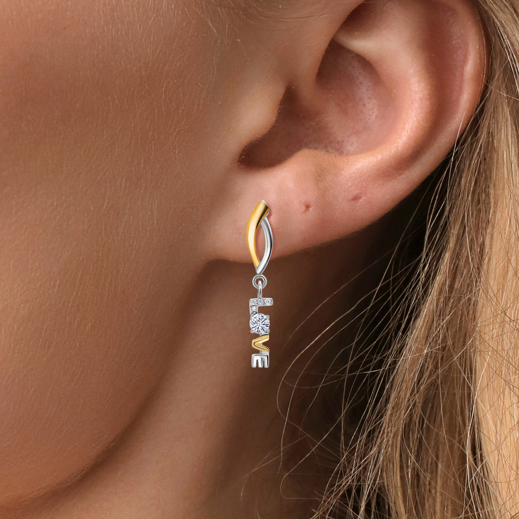Moissanite - April_Earrings in 925 Sterling Silver and 10K Yellow Gold