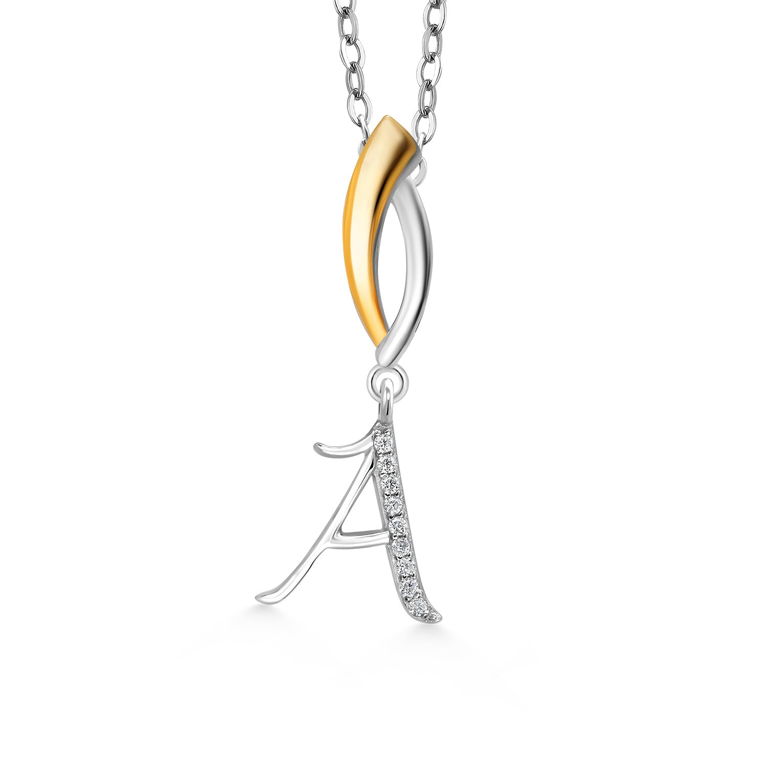 Moissanite - April_Pendant in 925 Sterling Silver and 10K Yellow Gold
