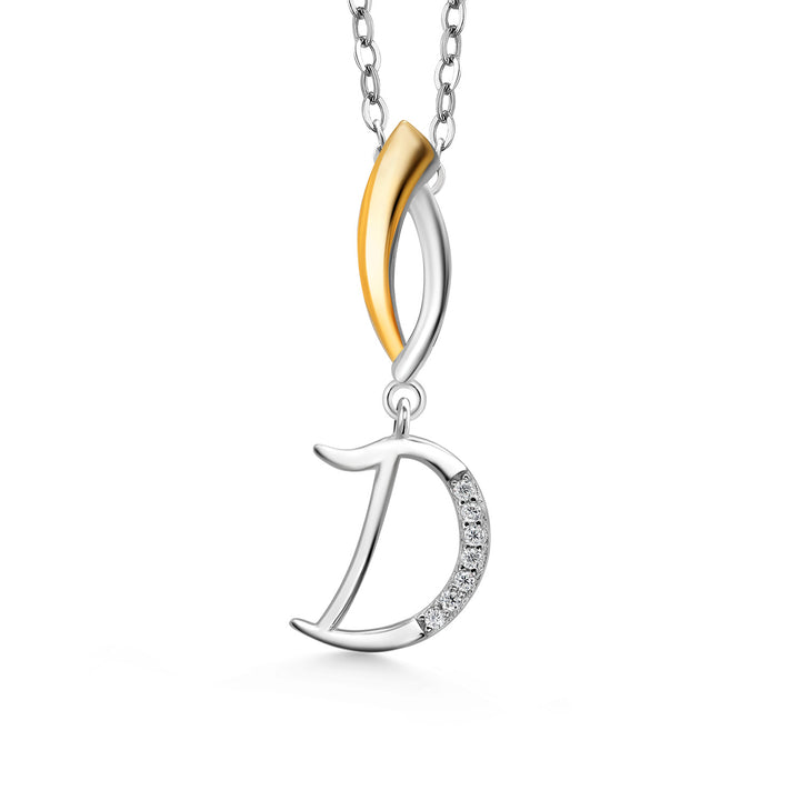 Initial D_Pendant in 925 Sterling Silver and 10K Yellow Gold