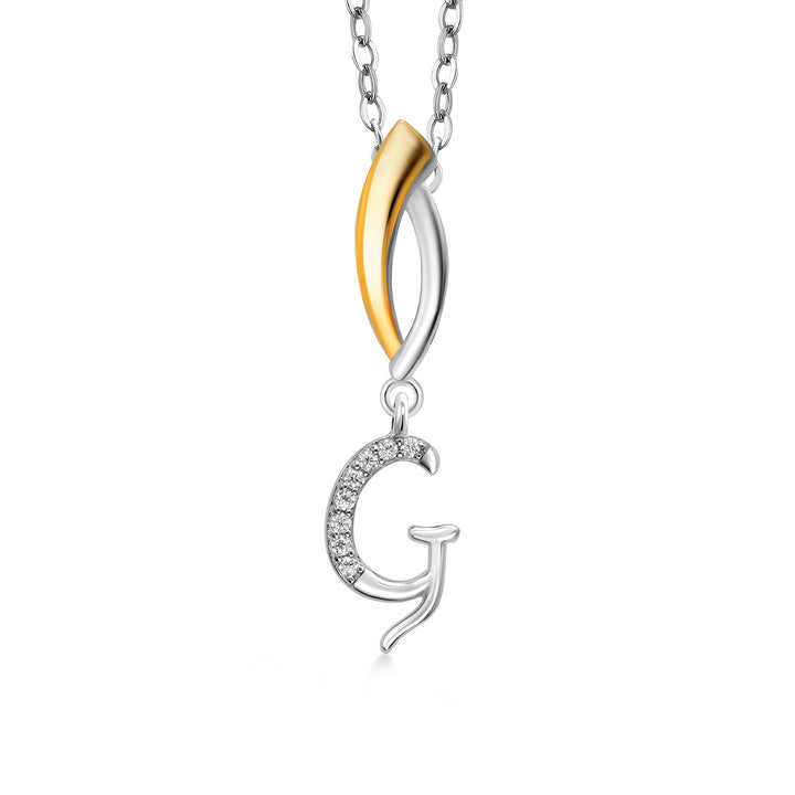 Initial G_Pendant in 925 Sterling Silver and 10K Yellow Gold