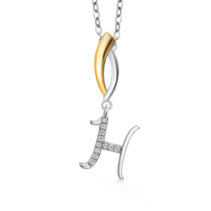 Initial H_Pendant in 925 Sterling Silver and 10K Yellow Gold