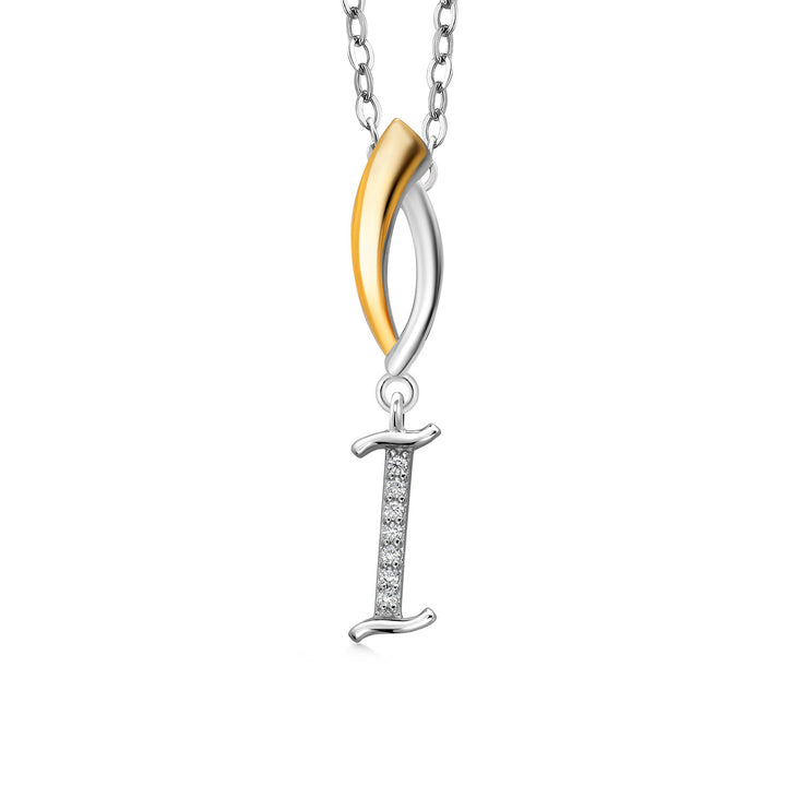 Initial I_Pendant in 925 Sterling Silver and 10K Yellow Gold