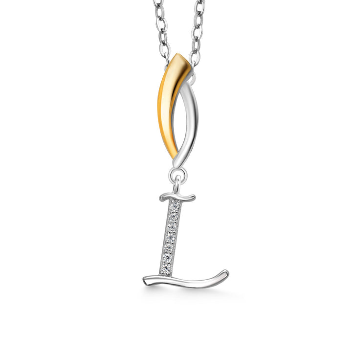 Initial L_Pendant in 925 Sterling Silver and 10K Yellow Gold