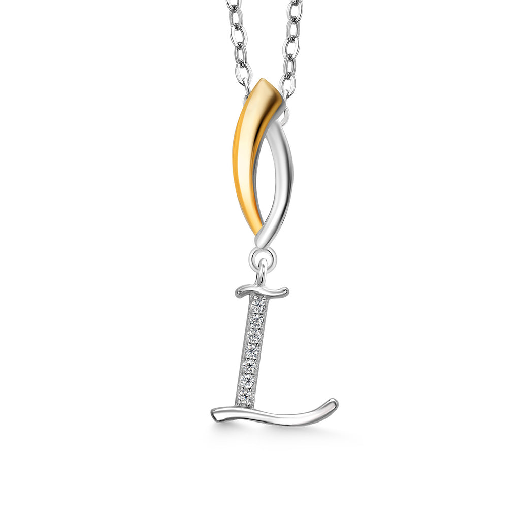 Initial Pendant Necklace Letter A to Z Alphabet | 925 Sterling Silver | White Moissanite | Gift Women Mother's Day Christmas Wife Mom Girlfriend Anniversary Birthday | By Keren Hanan