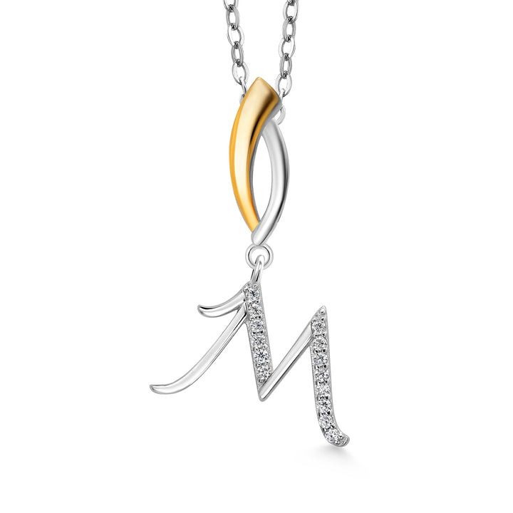 Initial M_Pendant in 925 Sterling Silver and 10K Yellow Gold