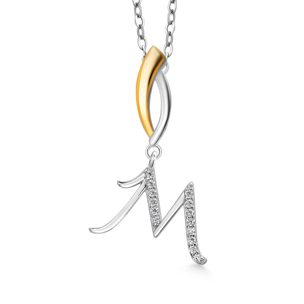 Initial Pendant Necklace Letter A to Z Alphabet | 925 Sterling Silver | White Moissanite | Gift Women Mother's Day Christmas Wife Mom Girlfriend Anniversary Birthday | By Keren Hanan