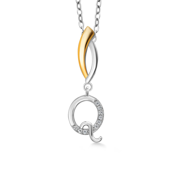 Initial Q_Pendant in 925 Sterling Silver and 10K Yellow Gold