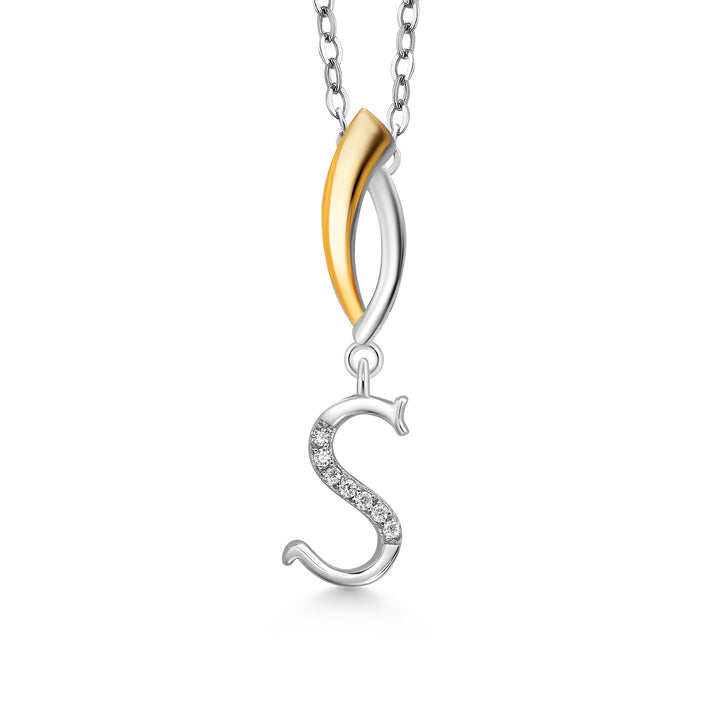 Initial S_Pendant in 925 Sterling Silver and 10K Yellow Gold