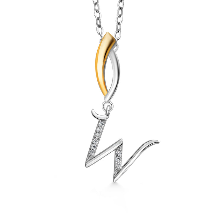 Initial W_Pendant in 925 Sterling Silver and 10K Yellow Gold