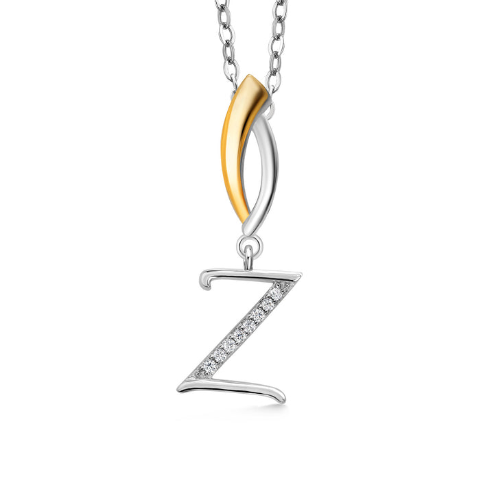 Initial Z_Pendant in 925 Sterling Silver and 10K Yellow Gold