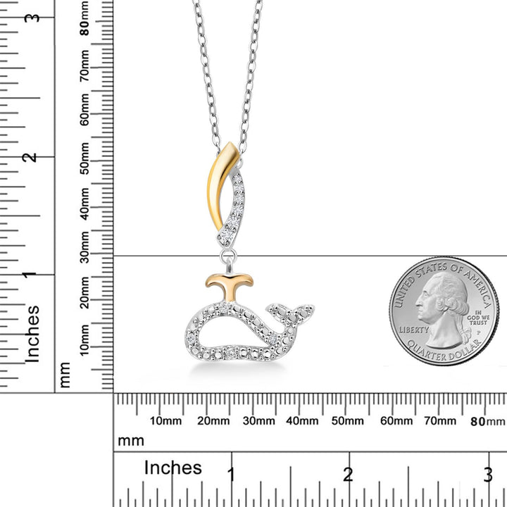 Moissanite - April_Pendant in 925 Sterling Silver and 10K Yellow Gold