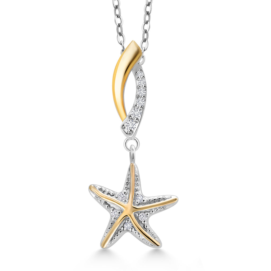 Starfish_Pendant in 925 Sterling Silver and 10K Yellow Gold