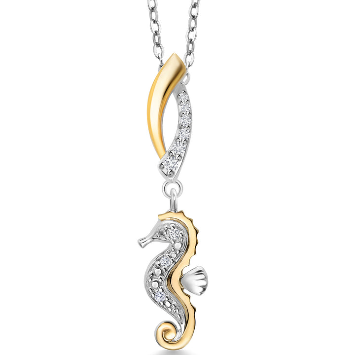 Seahorse_Pendant in 925 Sterling Silver and 10K Yellow Gold