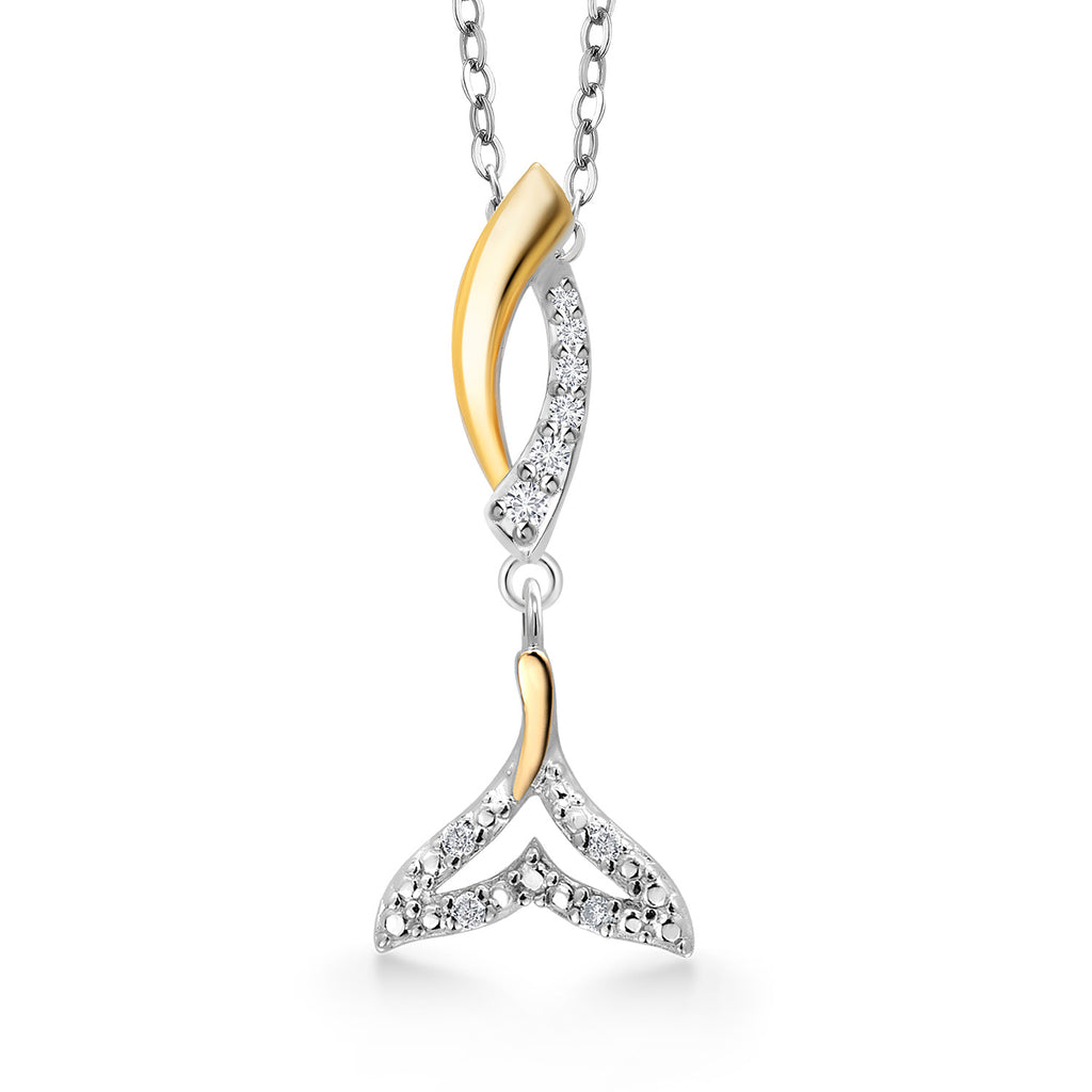 Mermaid Fin_Pendant in 925 Sterling Silver and 10K Yellow Gold