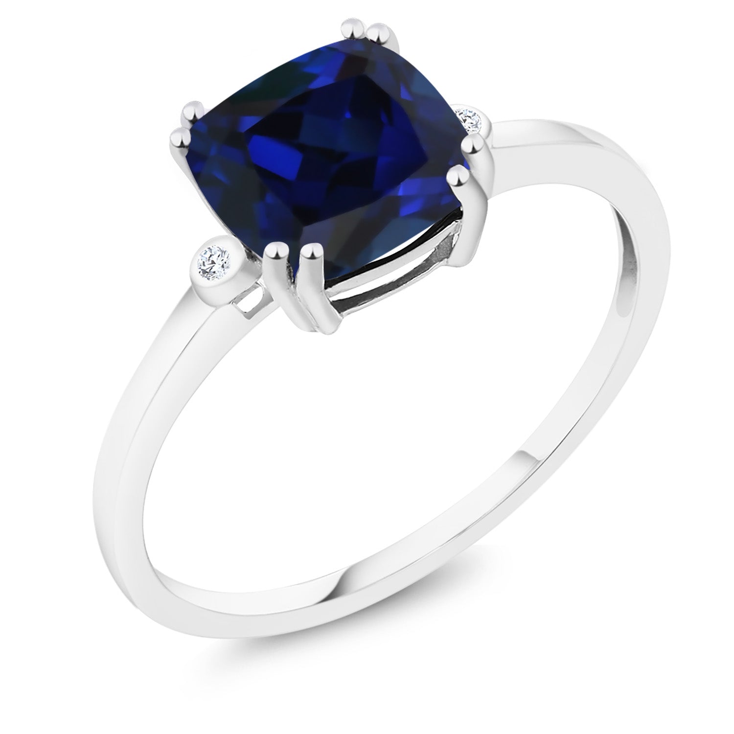 Blue Created Sapphire - September_7_Ring in 10K White Gold