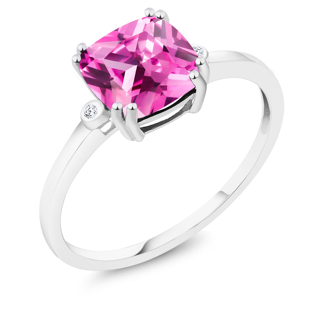 Pink Created Sapphire - September_7_Ring in 10K White Gold