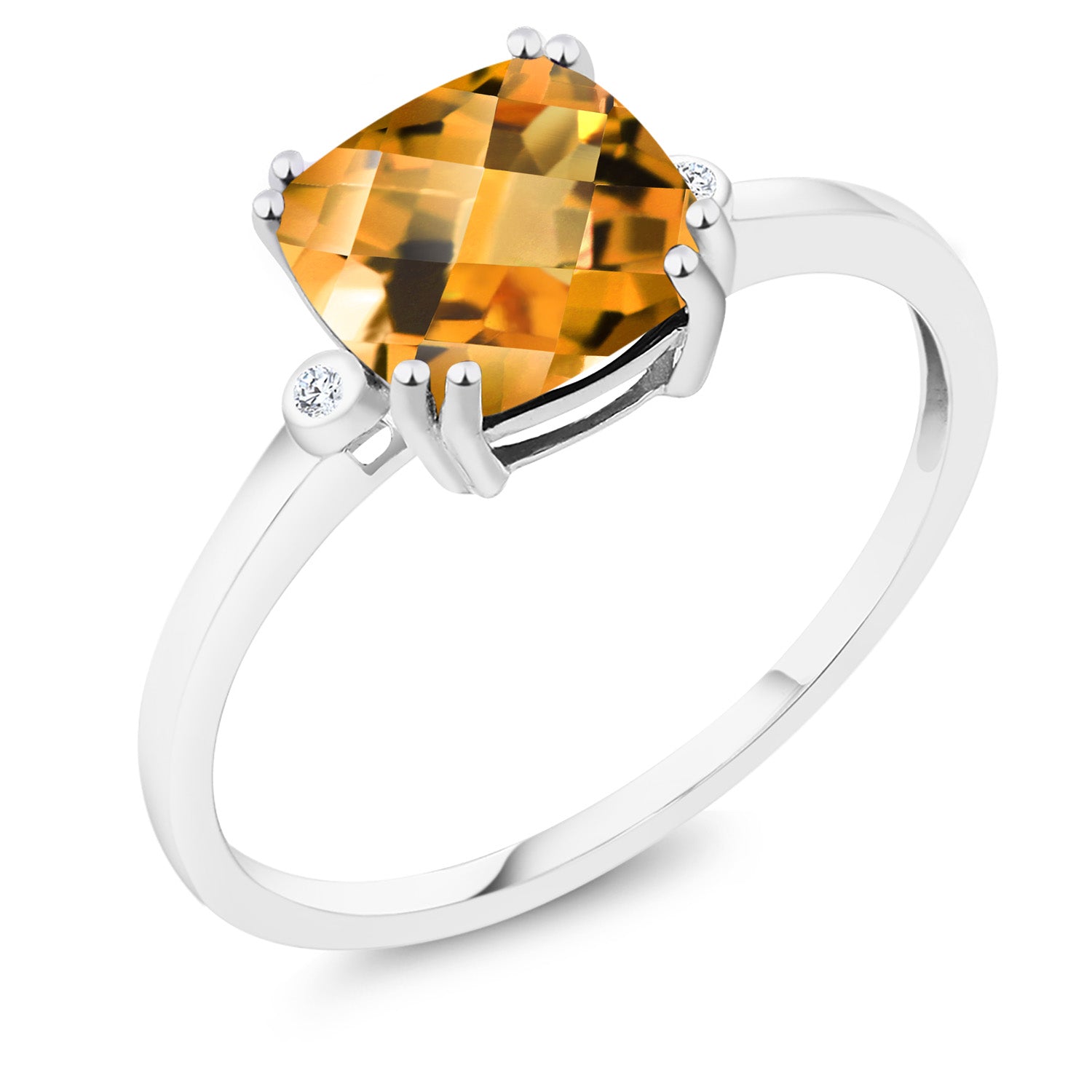 Citrine-Checkerboard - November_9_Ring in 10K White Gold
