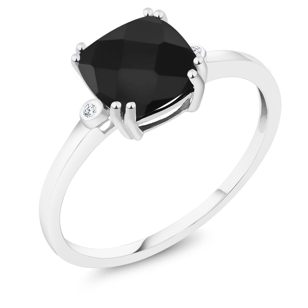 Onyx-Checkerboard - December_7_Ring in 10K White Gold