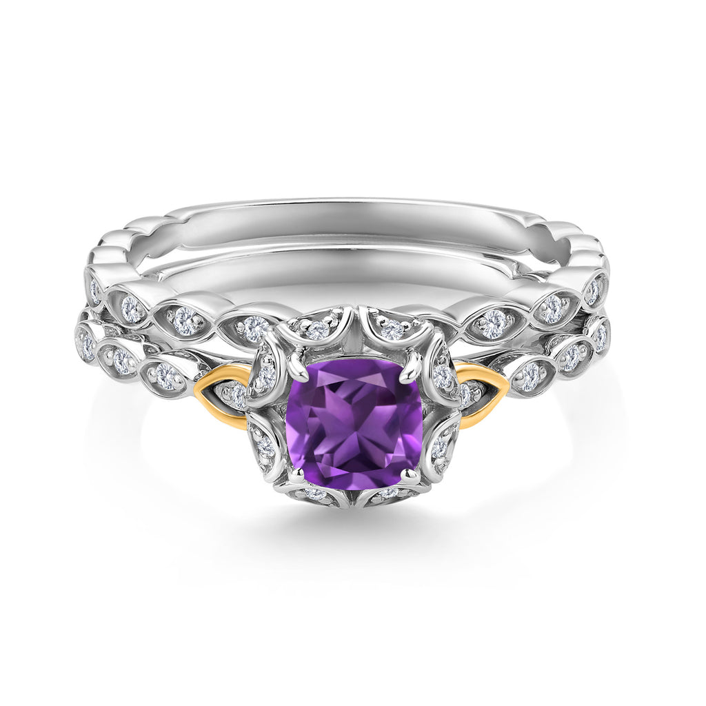 Amethyst - February_6_Ring in 925 Sterling Silver and 10K Yellow Gold