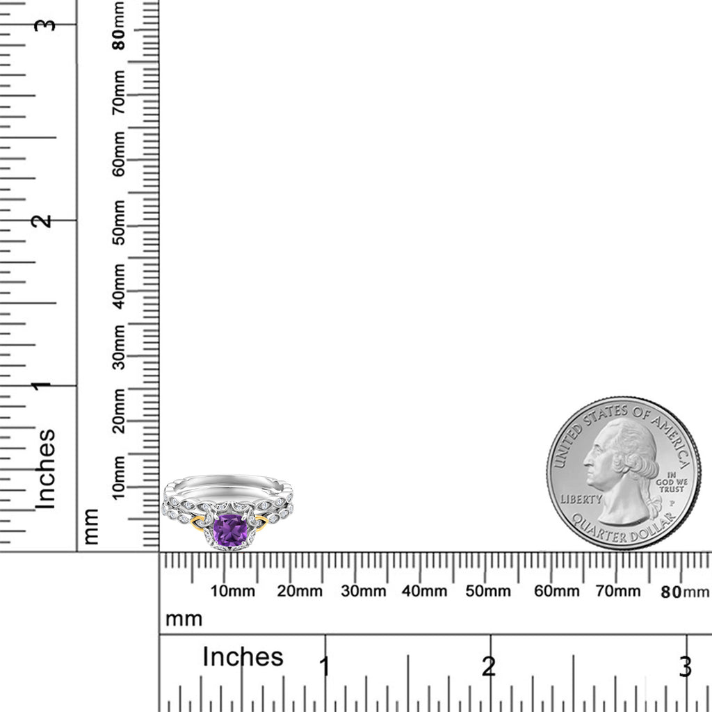 Amethyst - February_6_Ring in 925 Sterling Silver and 10K Yellow Gold