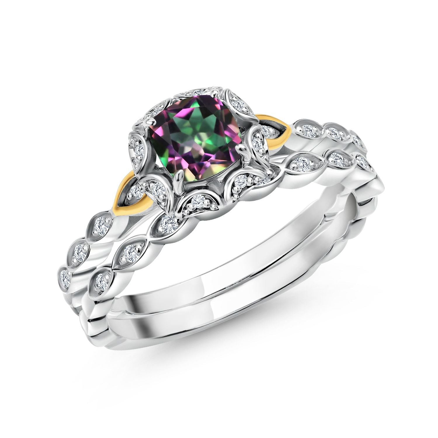 Green Mystic Topaz_6_Ring in 925 Sterling Silver and 10K Yellow Gold