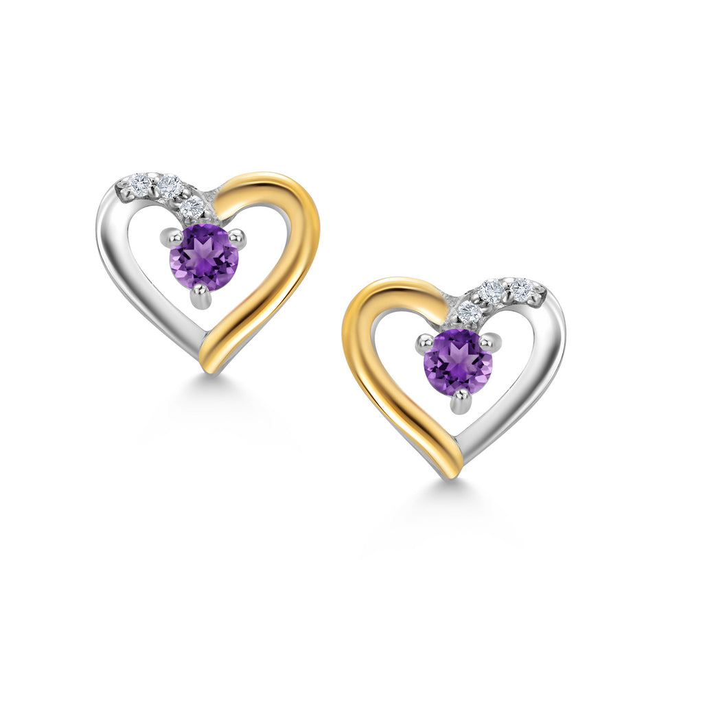 Amethyst - February_Earrings in 925 Sterling Silver and 10K Yellow Gold