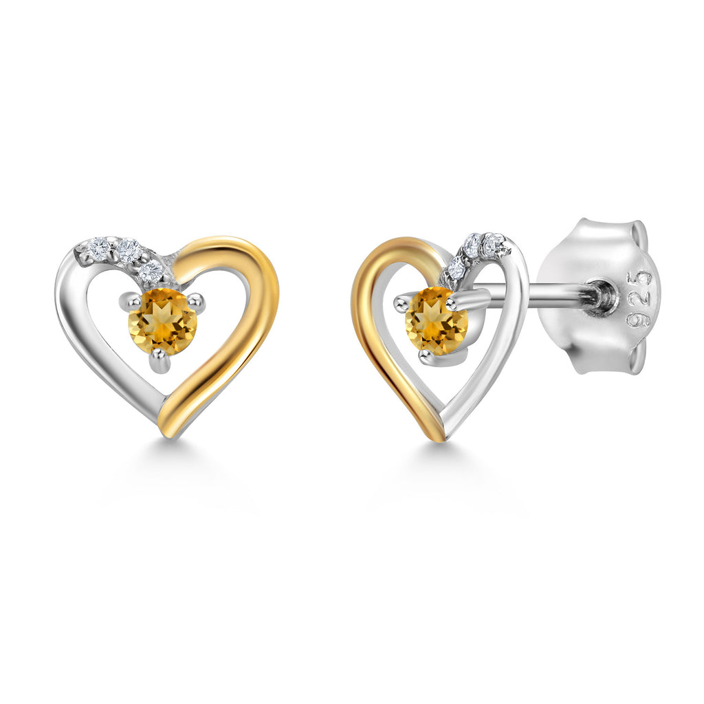 Citrine - November_Earrings in 925 Sterling Silver and 10K Yellow Gold