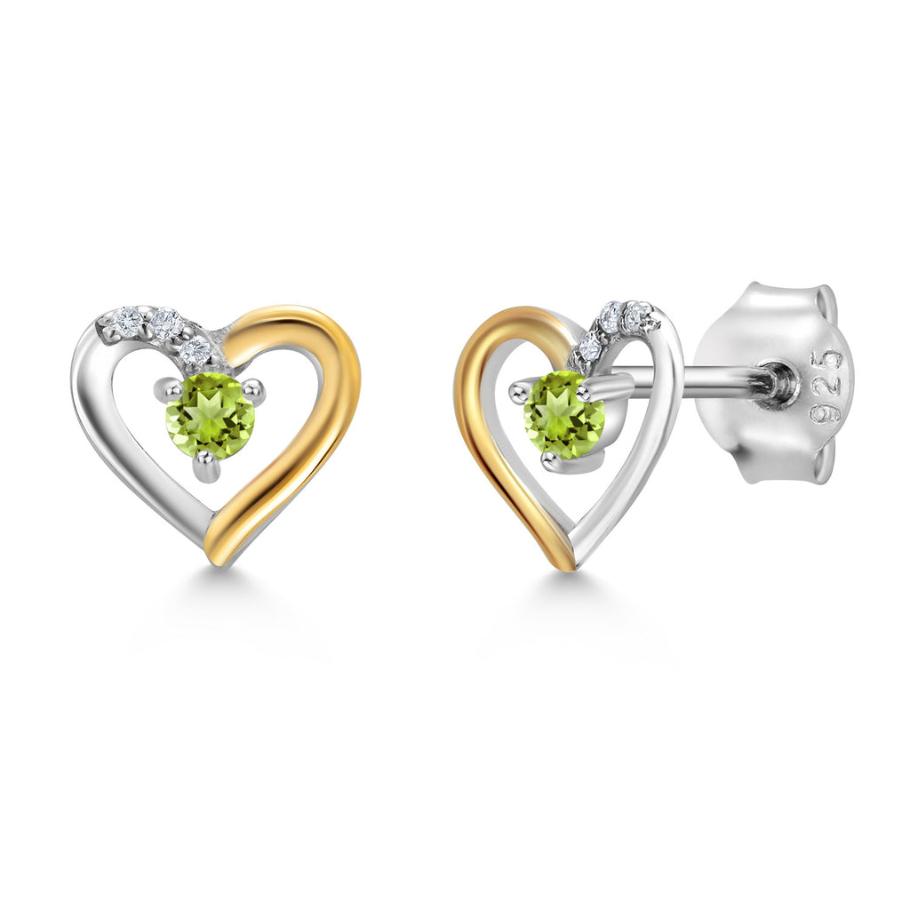 Peridot - August_Earrings in 925 Sterling Silver and 10K Yellow Gold