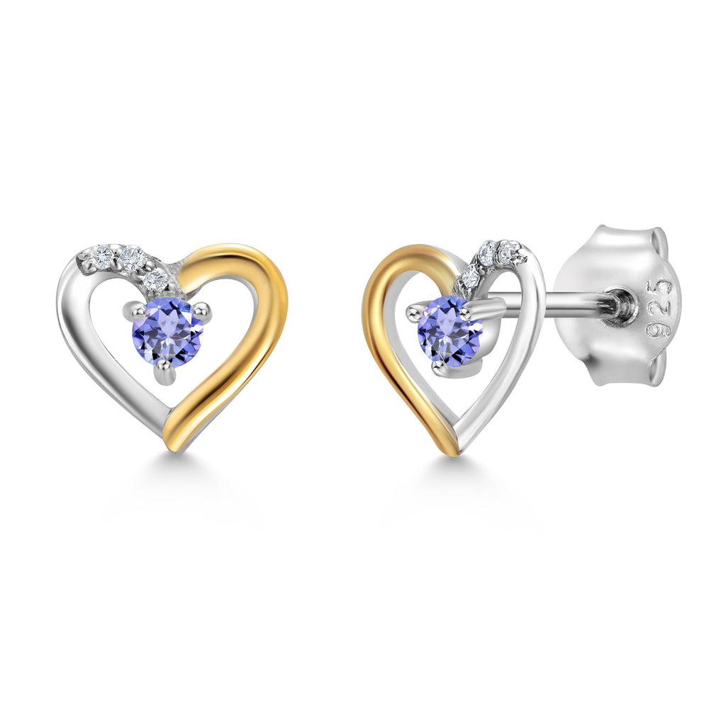 Tanzanite - December_Earrings in 925 Sterling Silver and 10K Yellow Gold