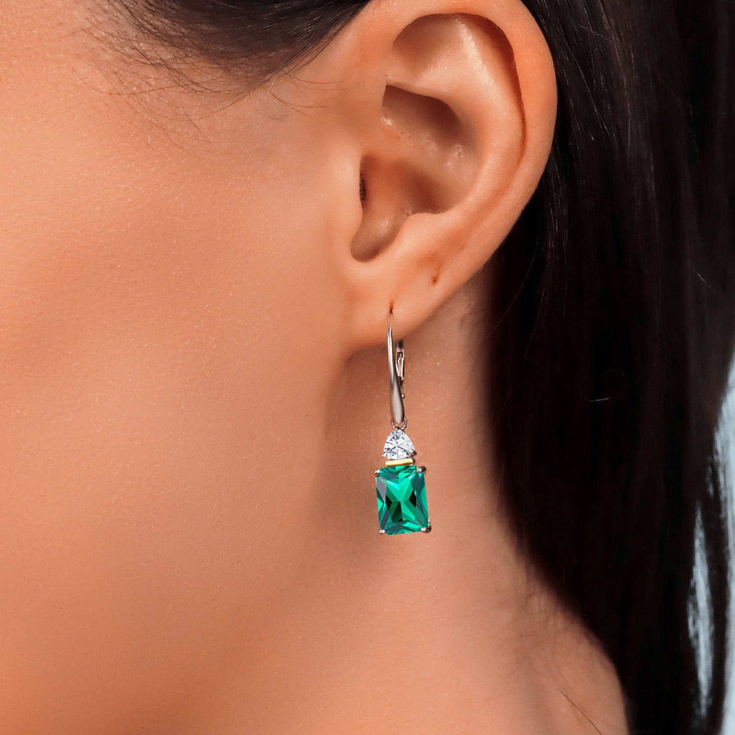 Earrings in 925 Sterling Silver and 10K Yellow Gold