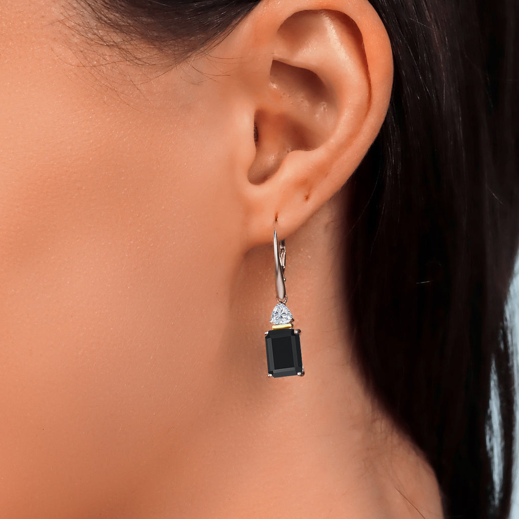 Earrings in 925 Sterling Silver and 10K Yellow Gold