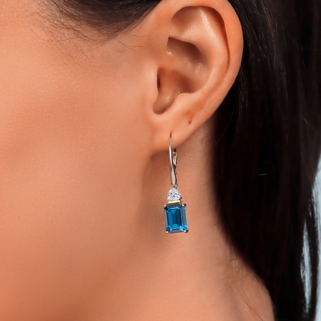 Earrings in 925 Sterling Silver and 10K Yellow Gold