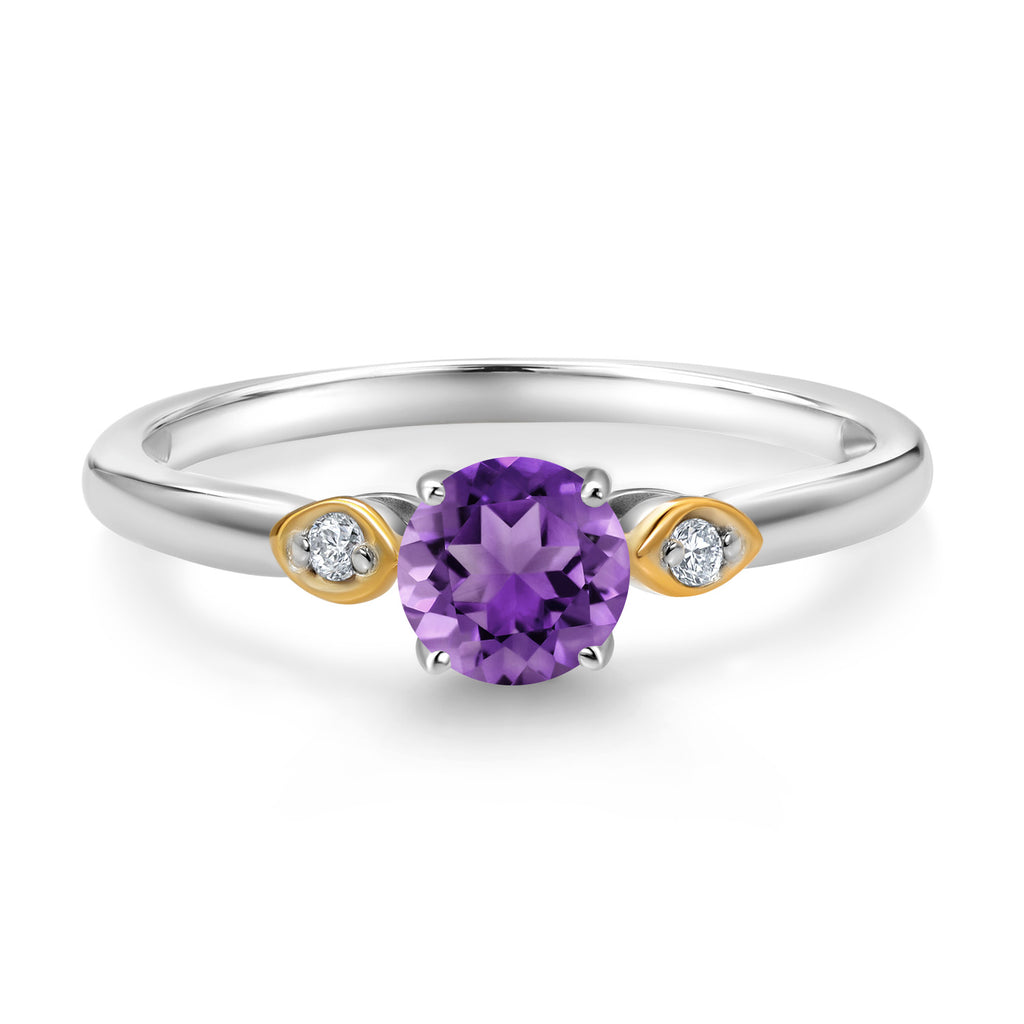 Amethyst - February_5_Ring in 925 Sterling Silver and 10K Yellow Gold