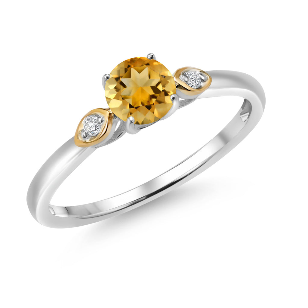 Citrine - November_9_Ring in 925 Sterling Silver and 10K Yellow Gold