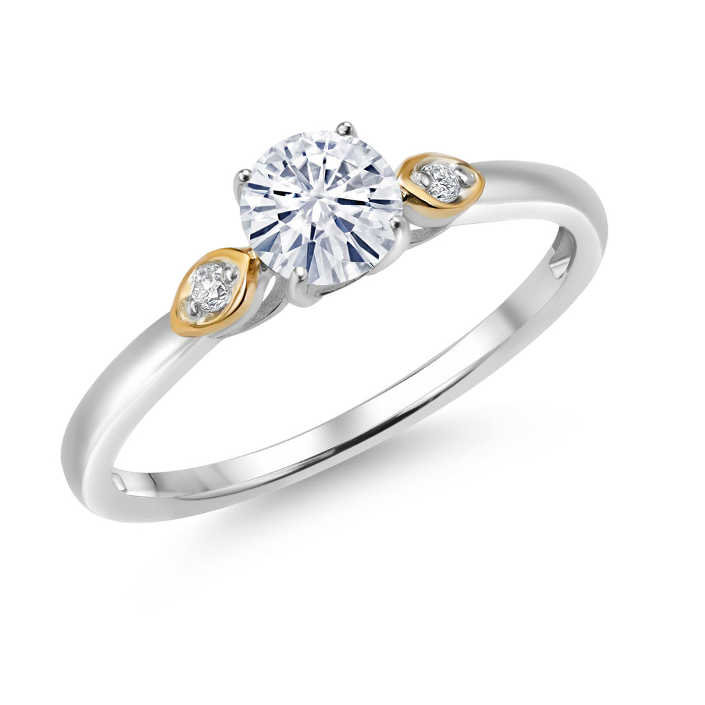 Moissanite - April_5_Ring in 925 Sterling Silver and 10K Yellow Gold