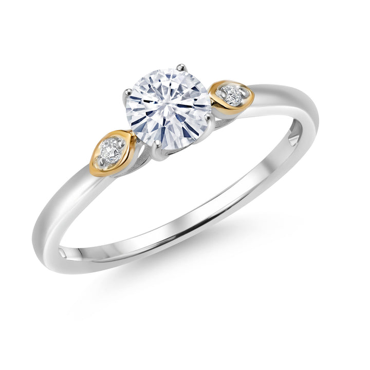 Moissanite - April_5_Ring in 925 Sterling Silver and 10K Yellow Gold