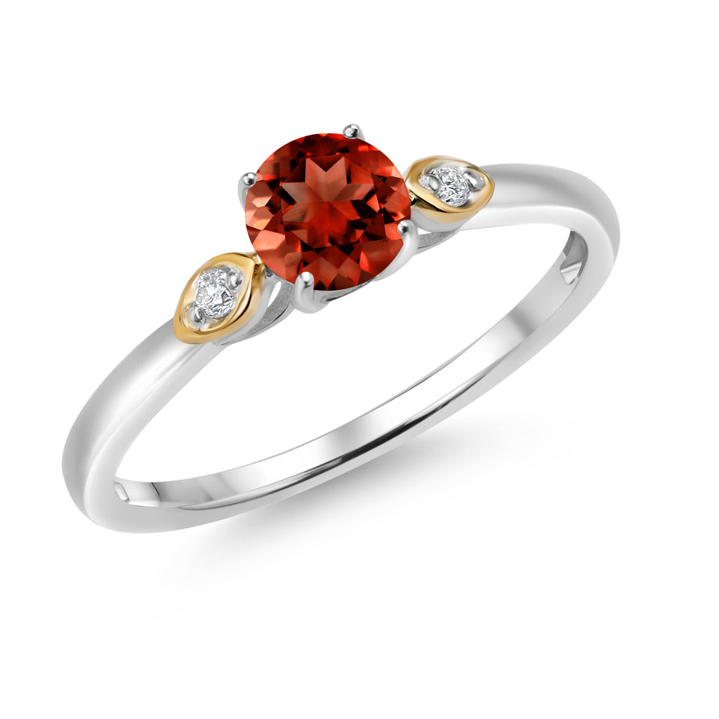 Garnet - January_5_Ring in 925 Sterling Silver and 10K Yellow Gold