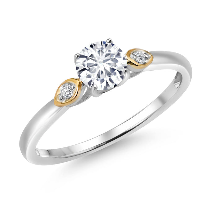White Lab Grown Diamond_5_Ring in 925 Sterling Silver and 10K Yellow Gold