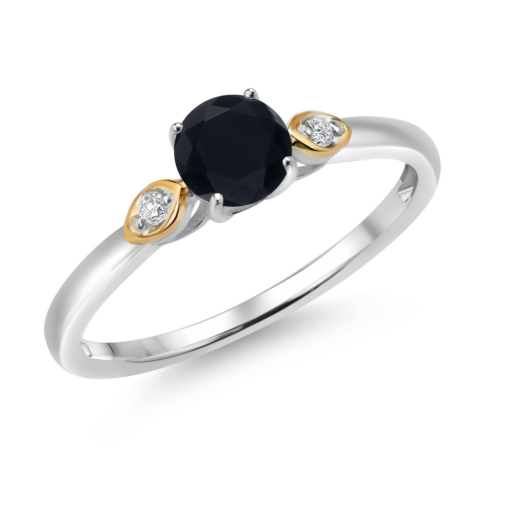 Black Onyx - December_9_Ring in 925 Sterling Silver and 10K Yellow Gold