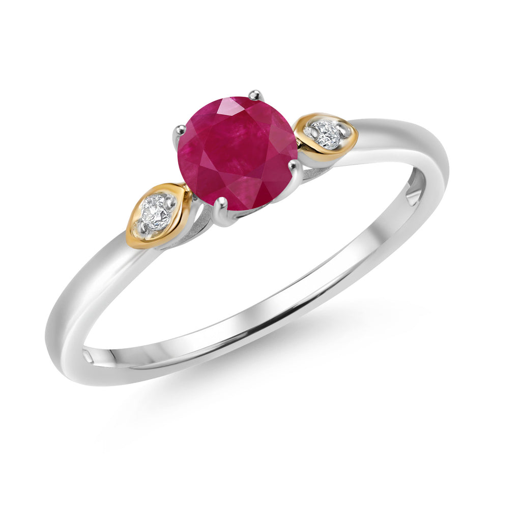 Red Ruby - July_5_Ring in 925 Sterling Silver and 10K Yellow Gold