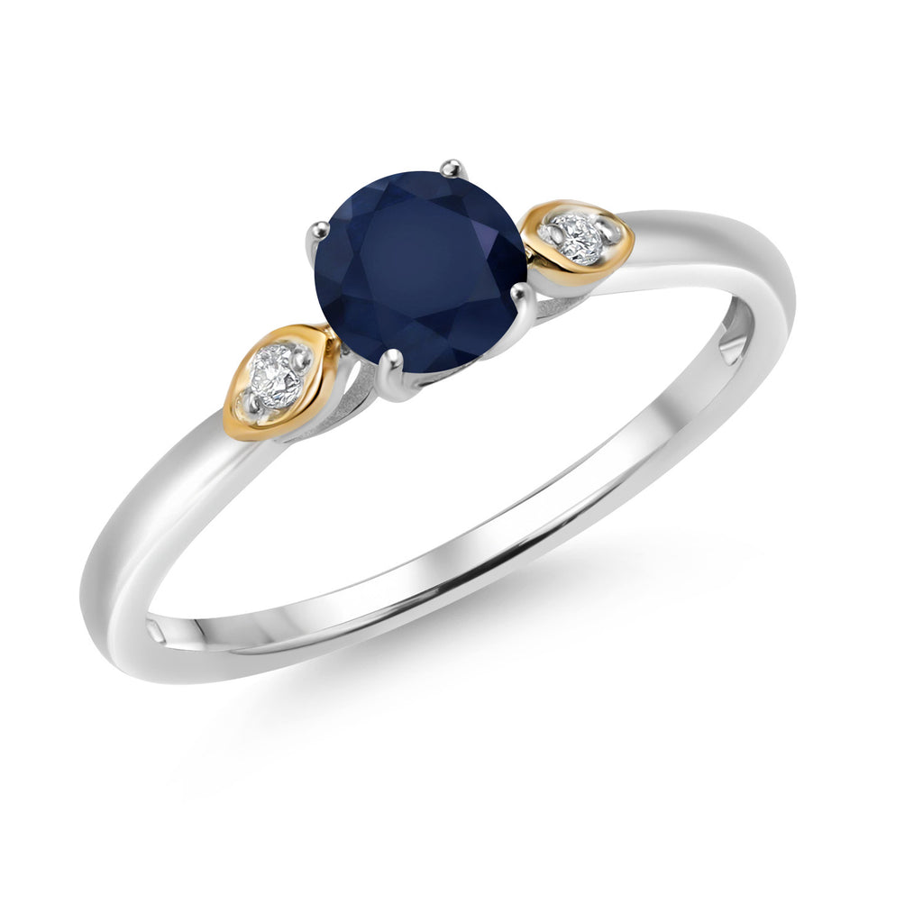 Sapphire - September_5_Ring in 925 Sterling Silver and 10K Yellow Gold